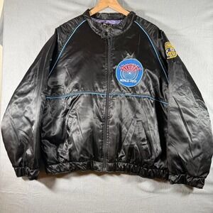 Vintage 80s Roadie Insulated Winter Satin Journey World Tour Jacket Black XL